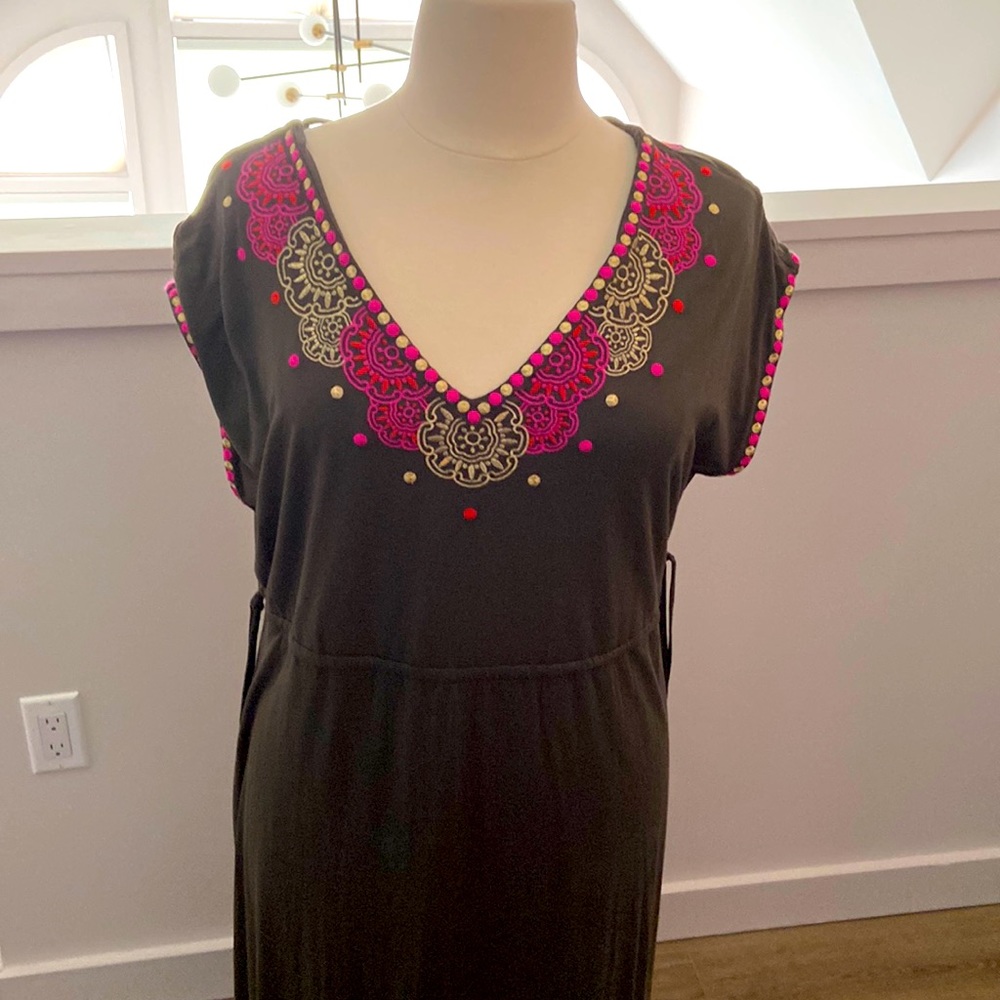 Boden NWT army green/ embroidered maxi dress